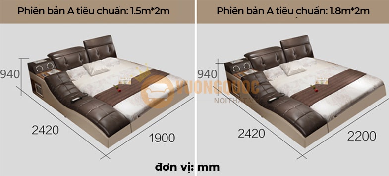 Giường ngủ đa năng hiện đại minami YFC818 kích thước