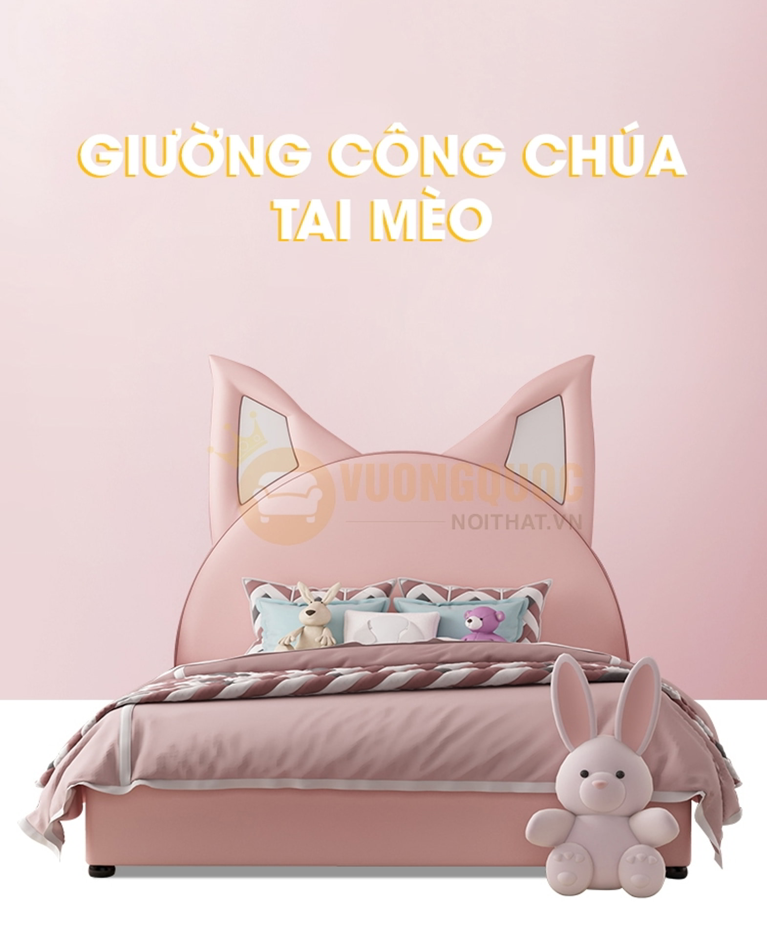 Giường ngủ công chúa tai mèo ngộ nghĩnh FDCB80