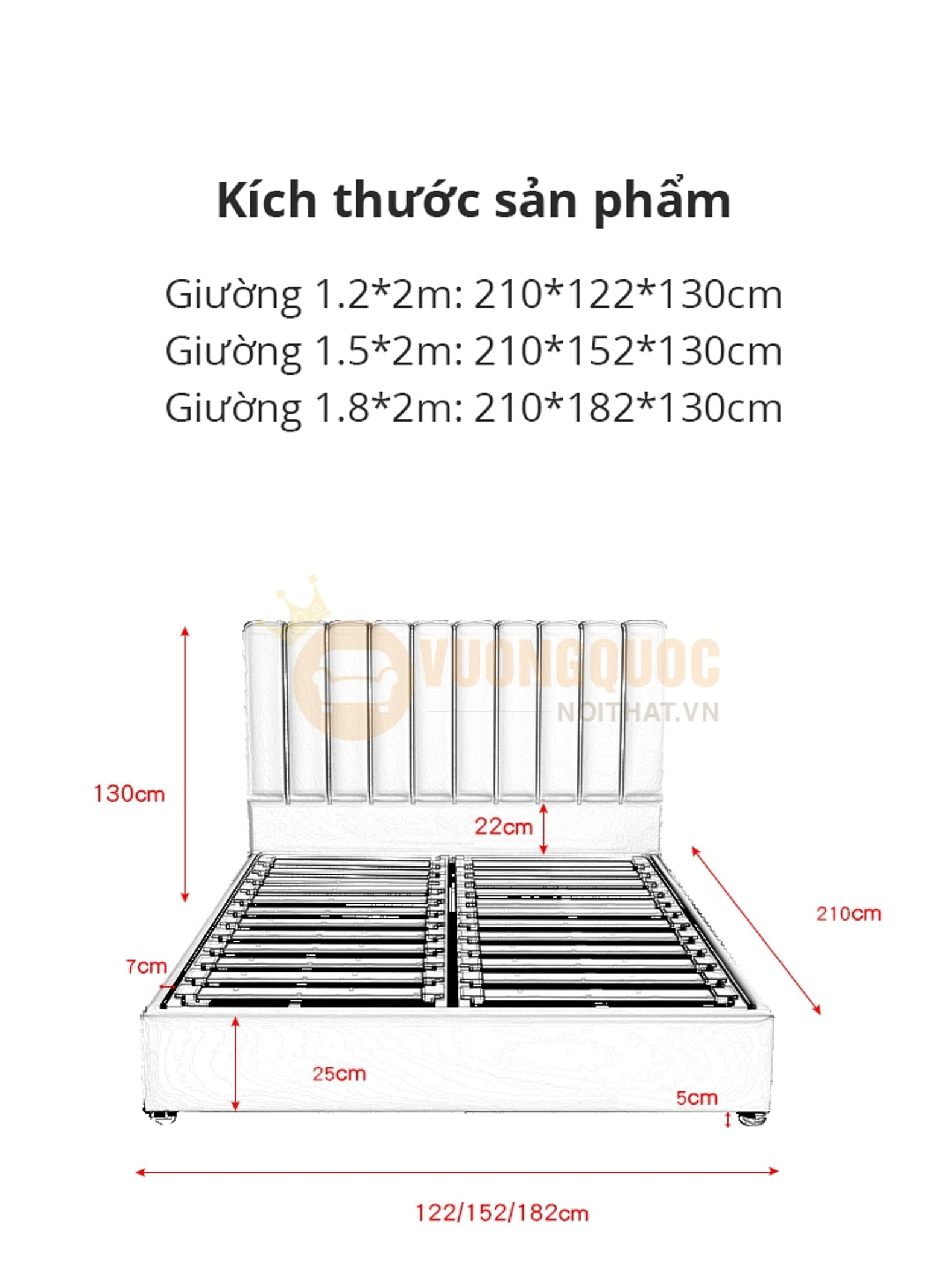 Giường ngủ công chúa khung gỗ tự nhiên FDCB02 kích thước