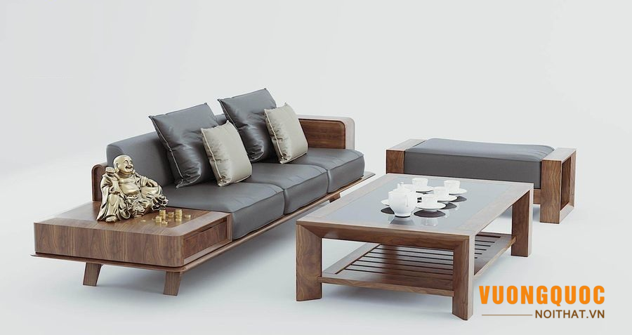 Sofa gỗ óc chó bề thế, rộng rãi