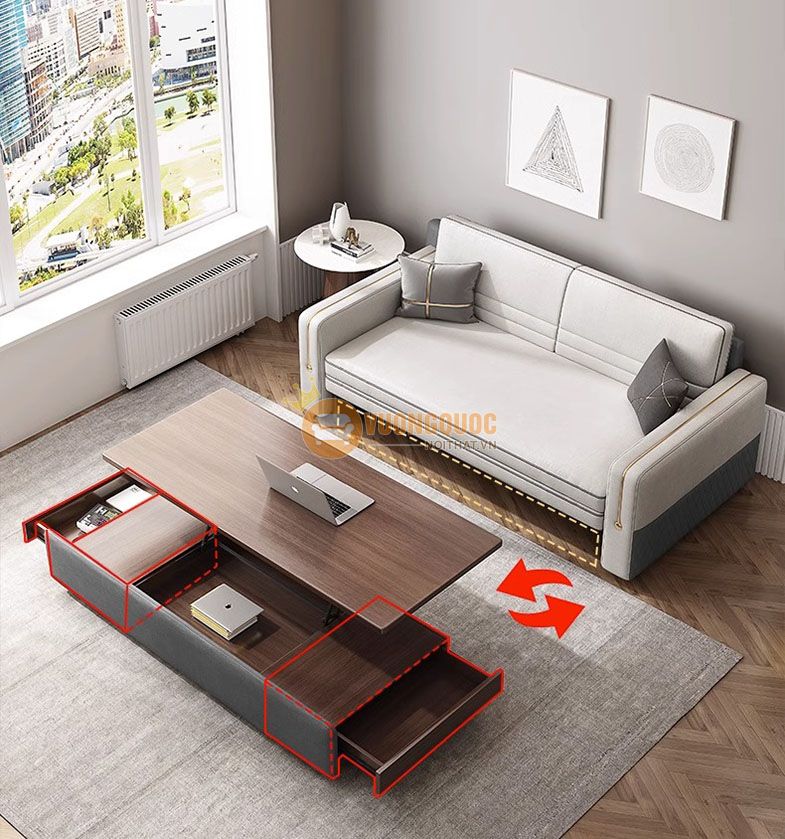 Bộ sofa kèm bàn trà nâng hạ đa năng YC10